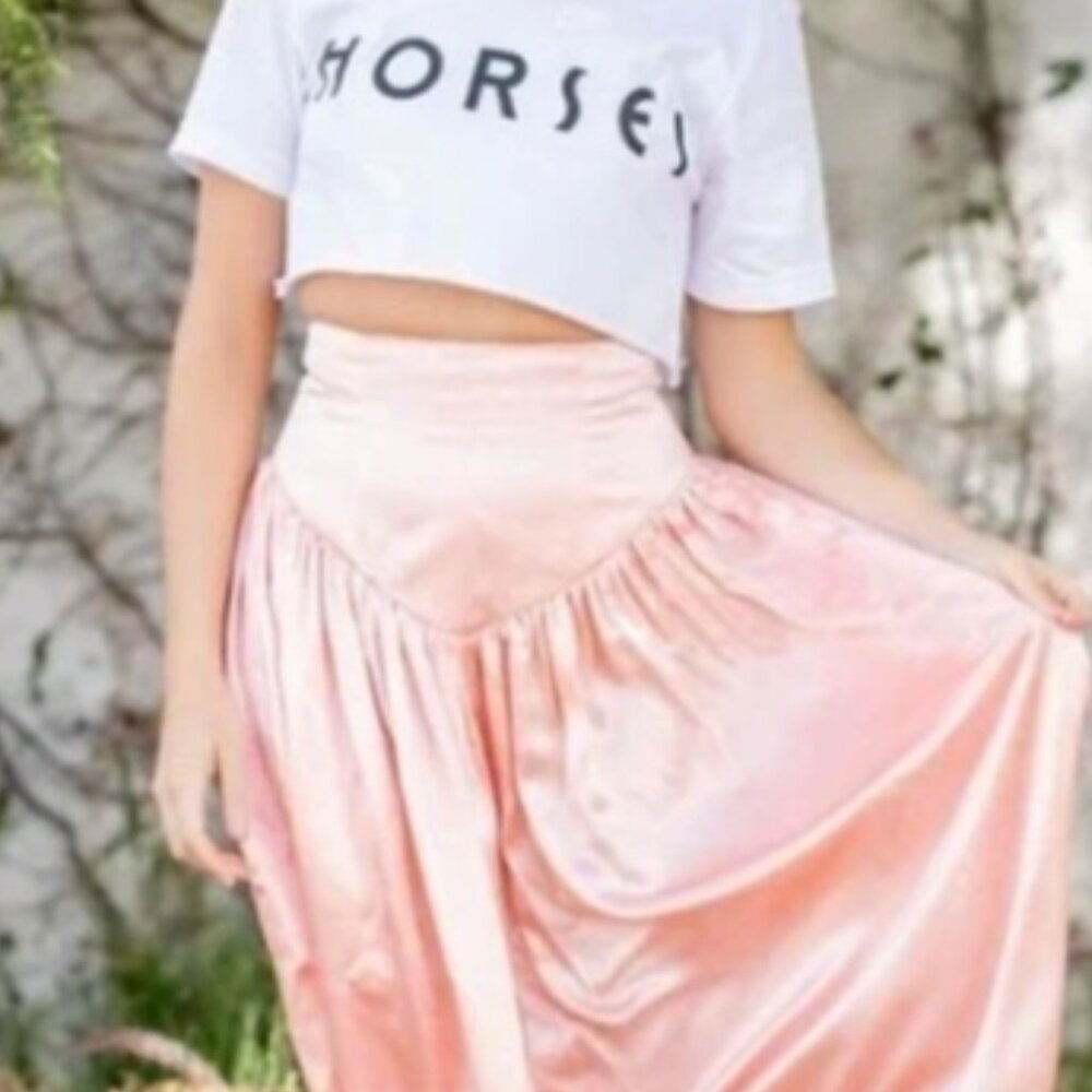 Horses Pink High Waisted V-Skirt